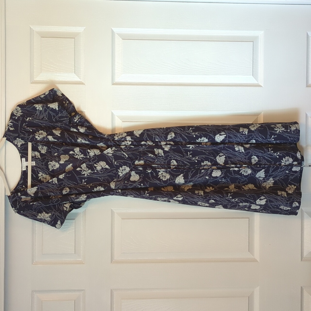 Wrap dress, navy w/ floral/flowers